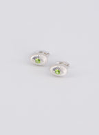 Peridot Green Cubic Zirconia Ribbed Shell Earrings