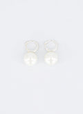 Pearl Huggie Hoop Earrings