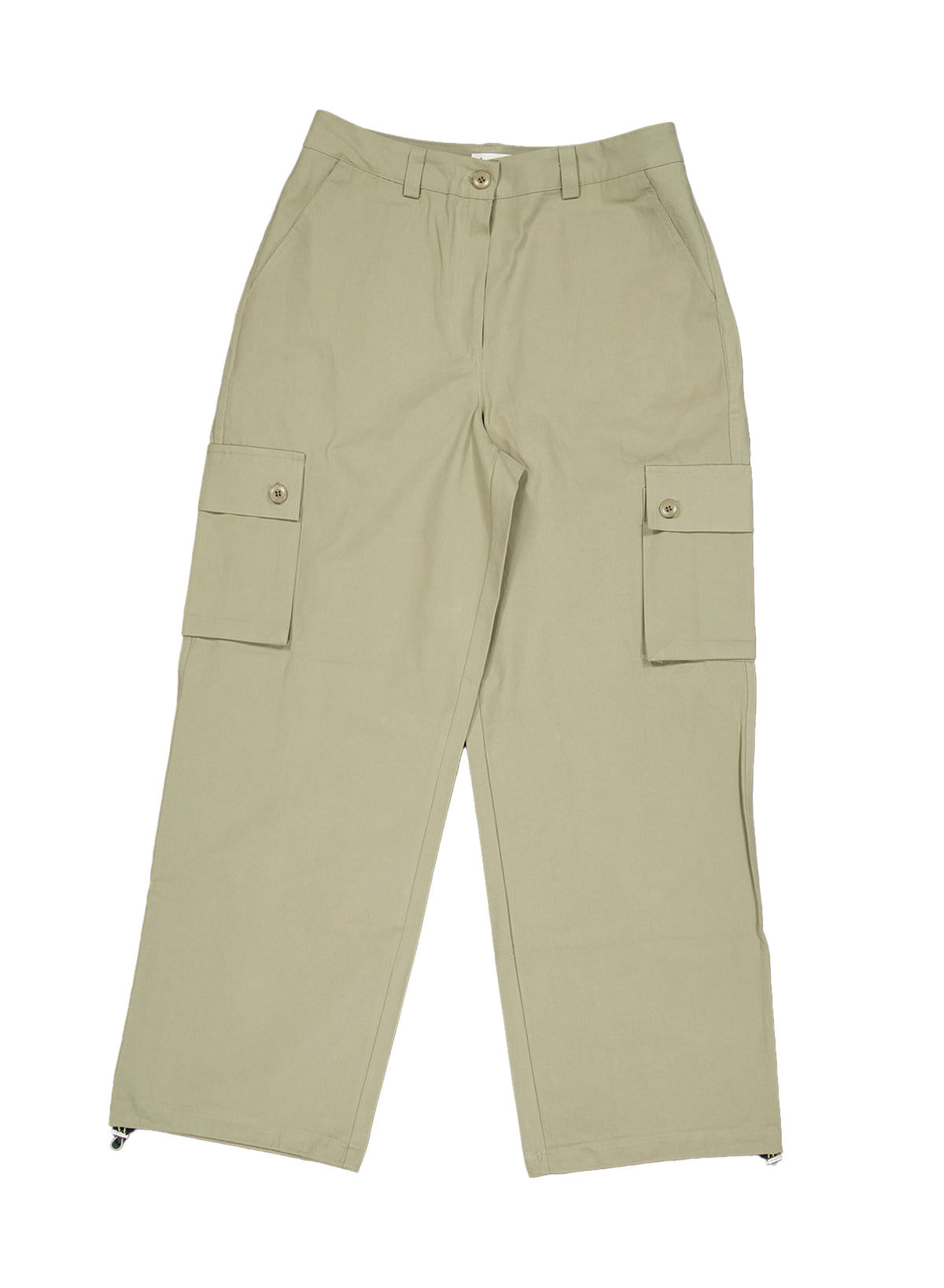 Cotton Cargo Straight Pants - (Khaki)