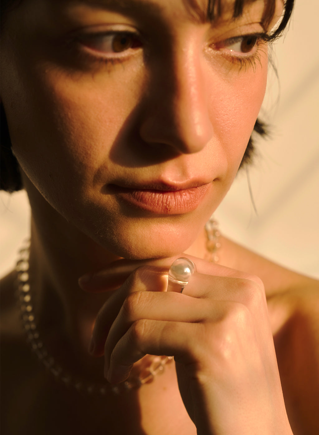 Clear Pearl Ring