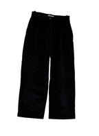Cotton Velvet Wide-Leg Pants - Black