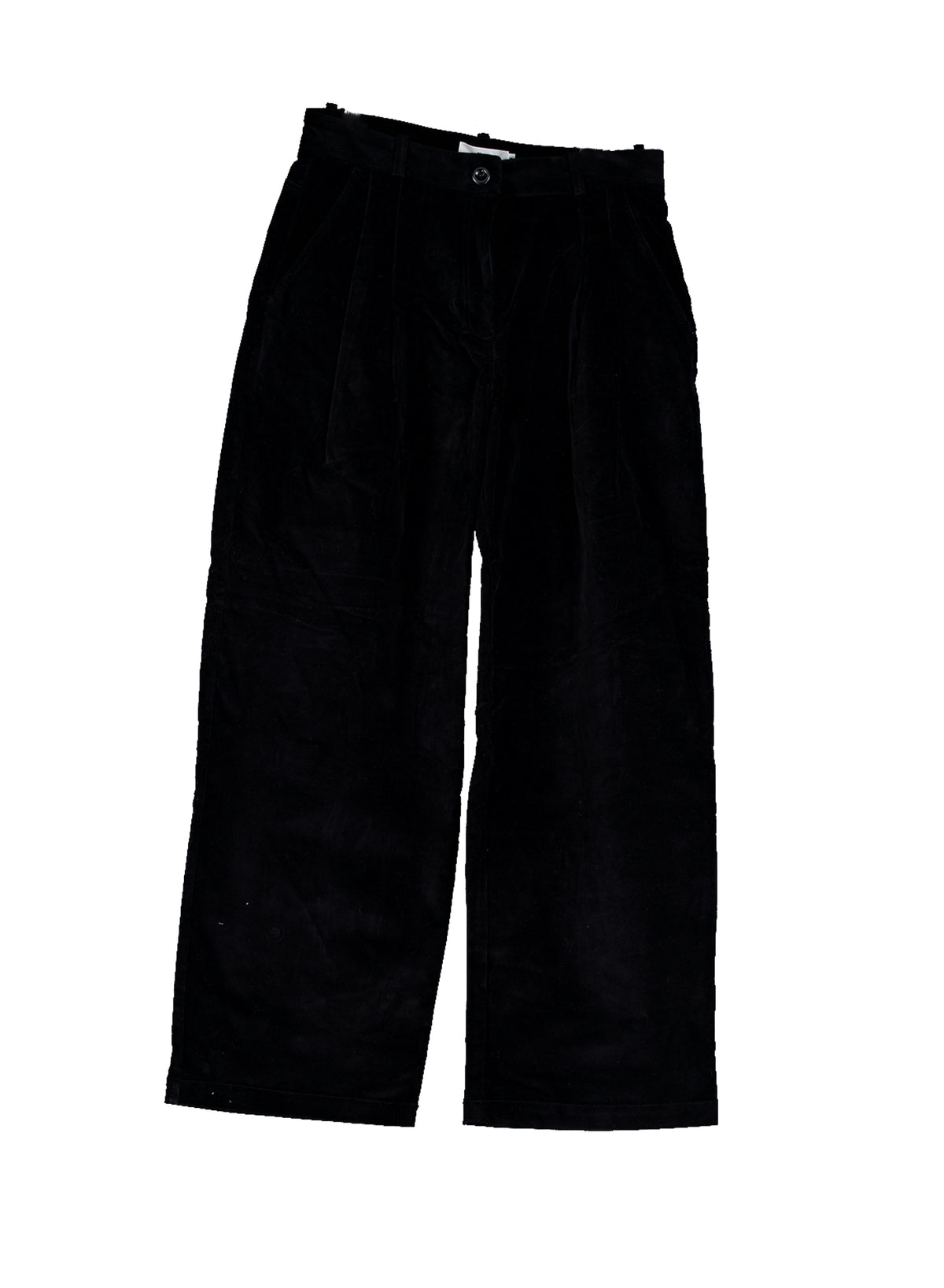 Cotton Velvet Wide-Leg Pants - Black