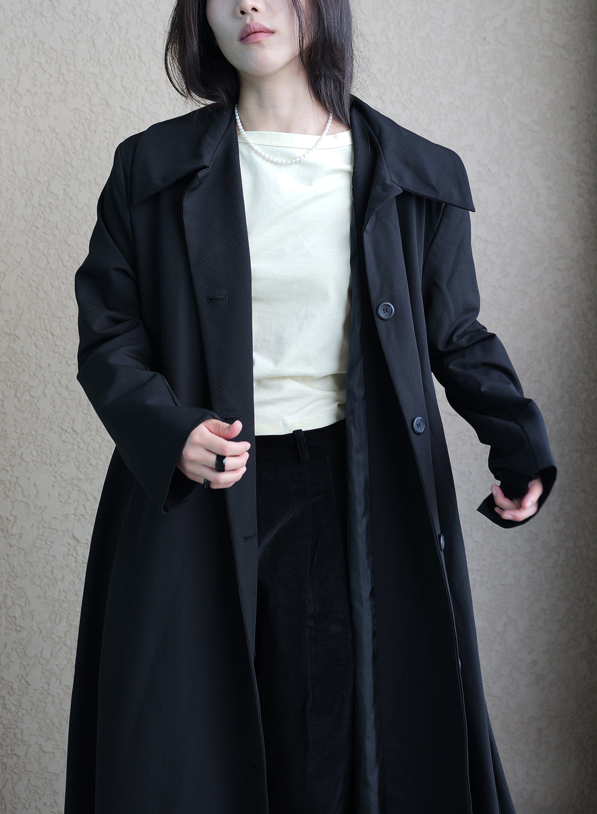 009 Vintage Maxi Swing Coat — Black