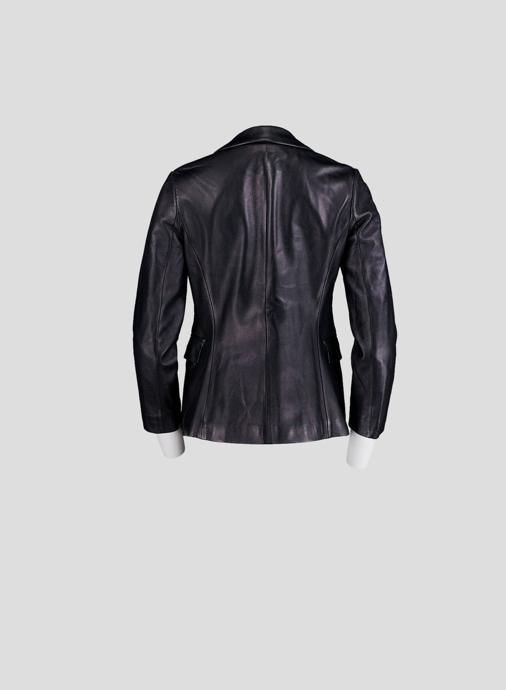 004 Vintage Genuine 90's One Button Leather Blazer — Black