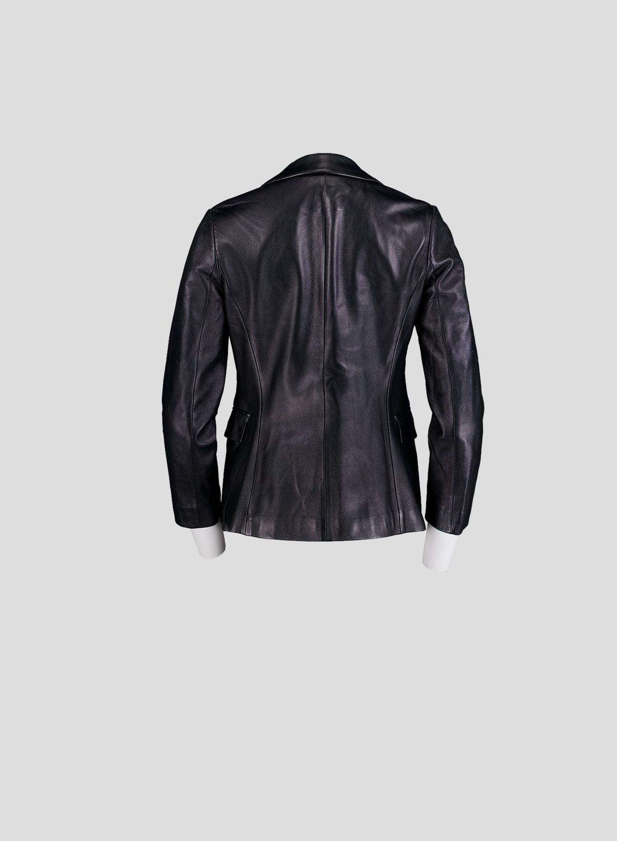 004 Vintage Genuine 90's One Button Leather Blazer — Black