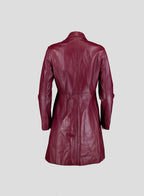 002 Vintage Genuine Leather Coat — Burgundy