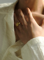 Sunny Pavé Signet Ring • Surgical Steel