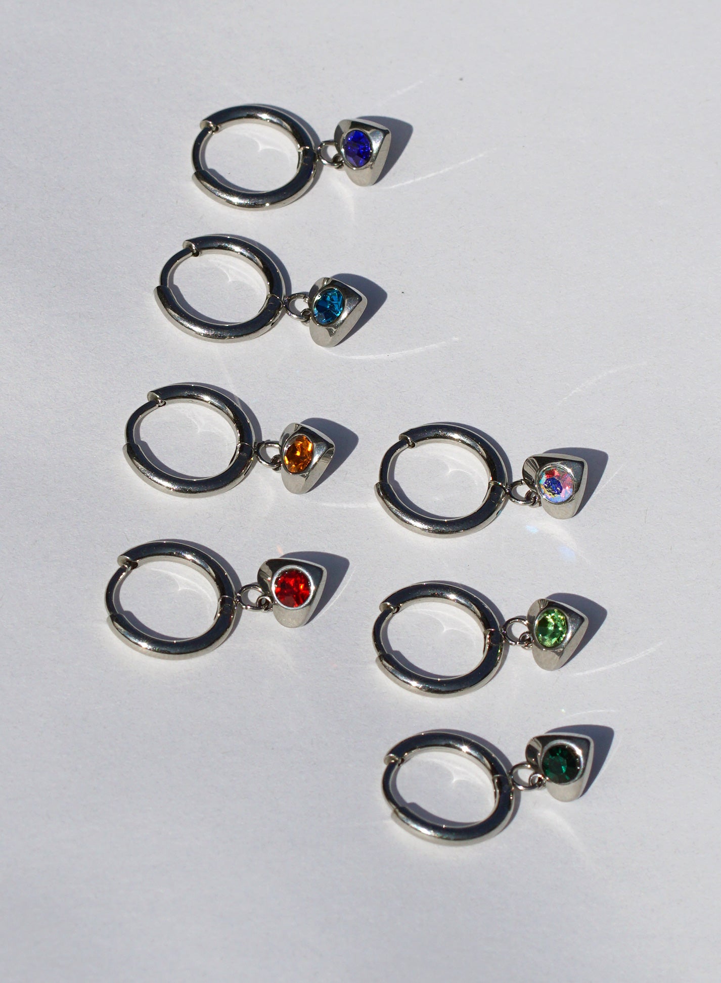 Birthstone Heart Hoops • Surgical Steel