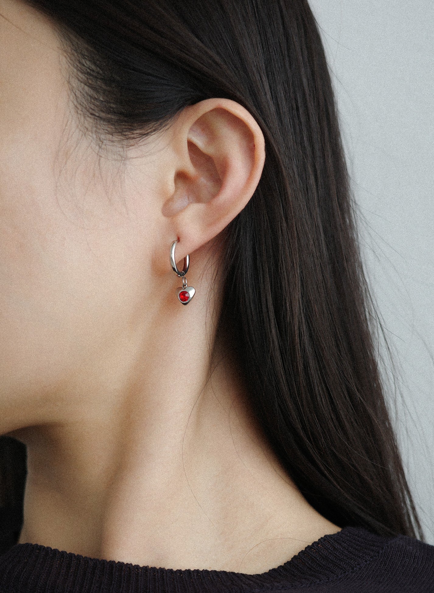 Birthstone Heart Hoops • Surgical Steel