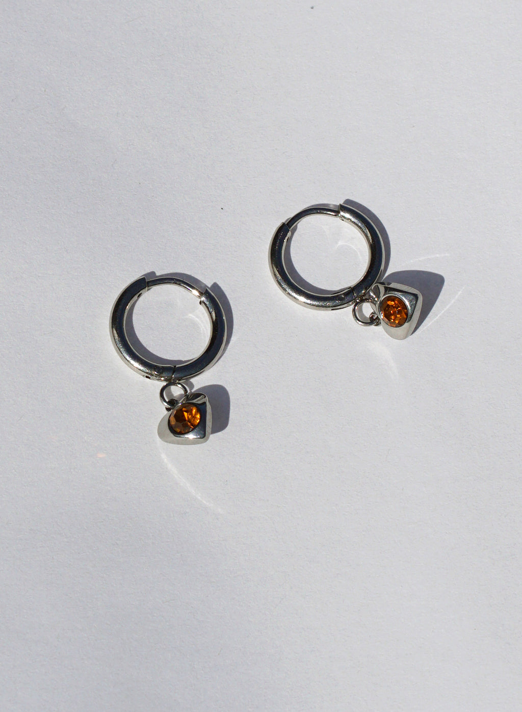 Birthstone Heart Hoops • Surgical Steel