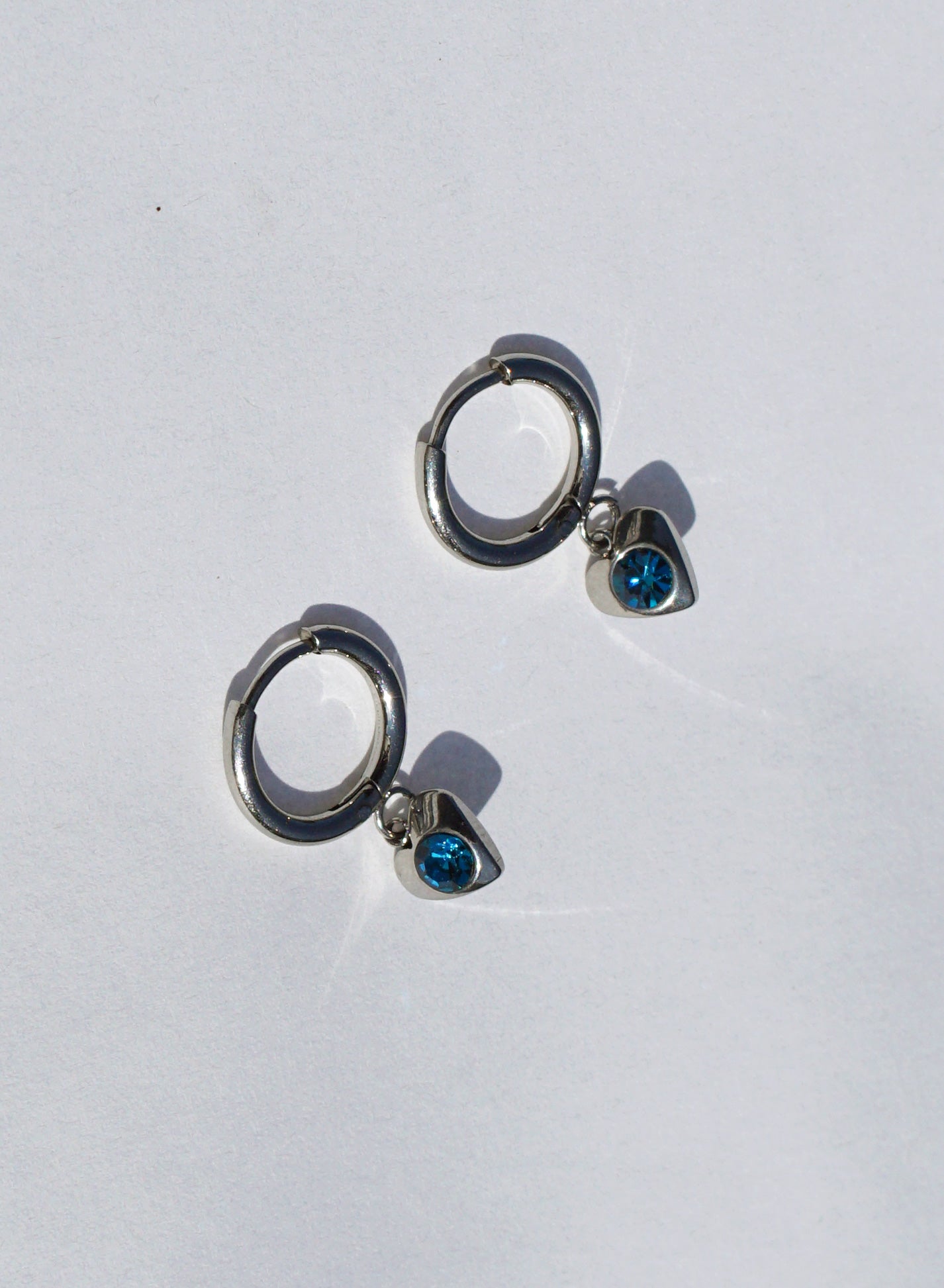 Birthstone Heart Hoops • Surgical Steel