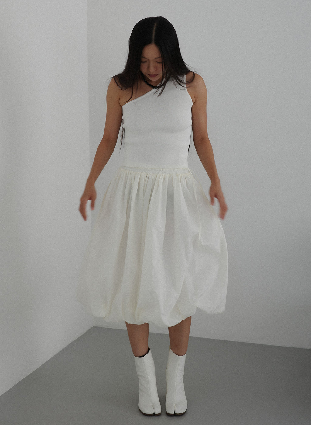 Crispy Balloon Hem Midi Skirt