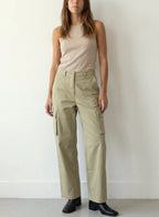 Cotton Cargo Straight Pants - (Khaki)