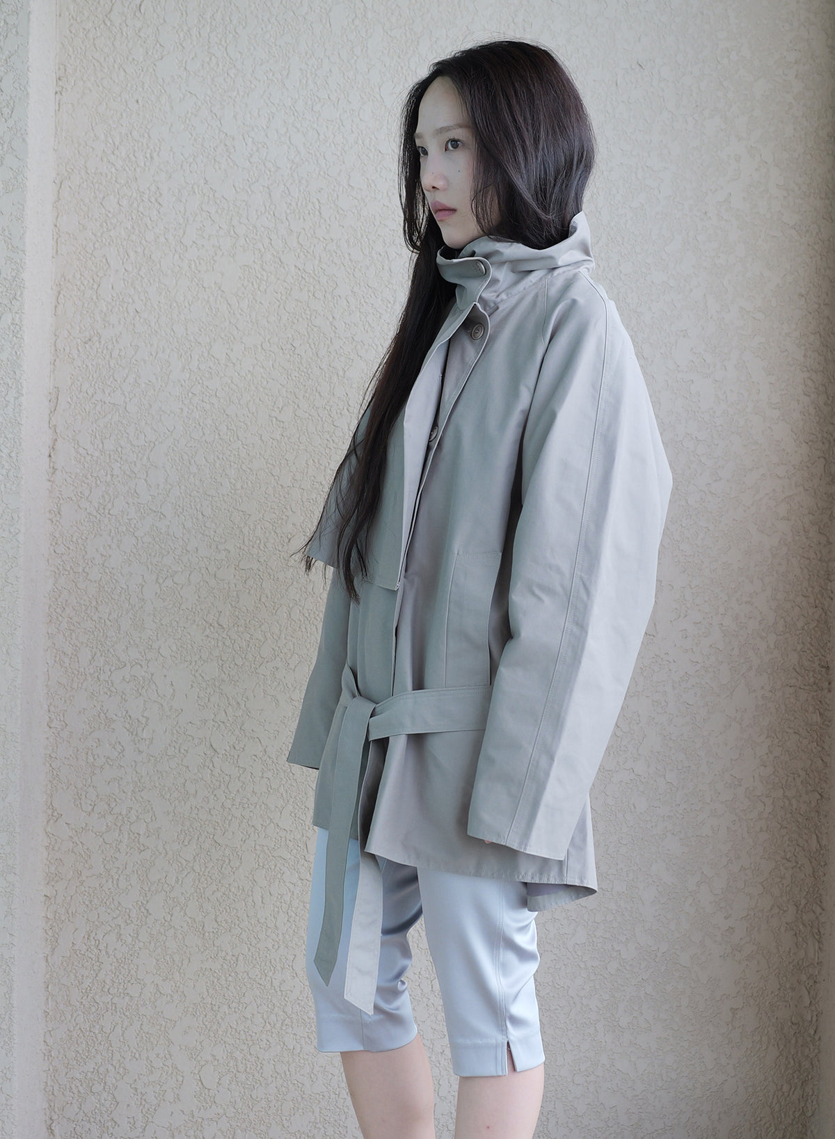 Low Trench Jacket - Warm Grey