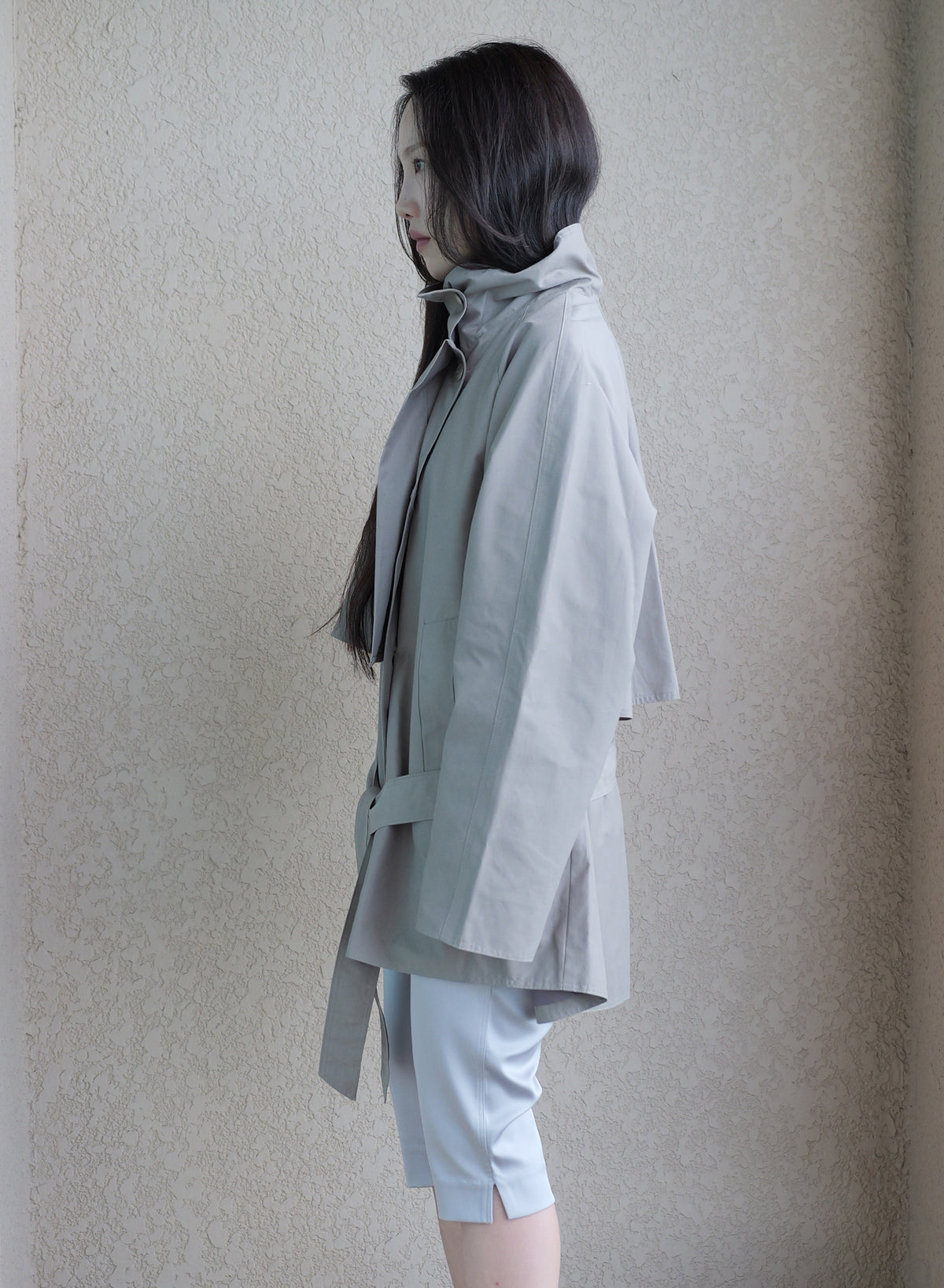 Low Trench Jacket - Warm Grey