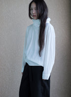 Cowl Neck Shirt - (White/Grey)
