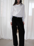Cotton Velvet Wide-Leg Pants - Black