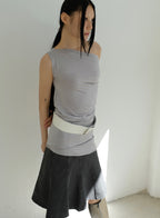 Asymmetric Off-Shoulder Top - Grey