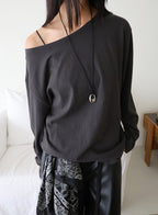 Nouvelle Off-Shoulder Tee - Charcoal
