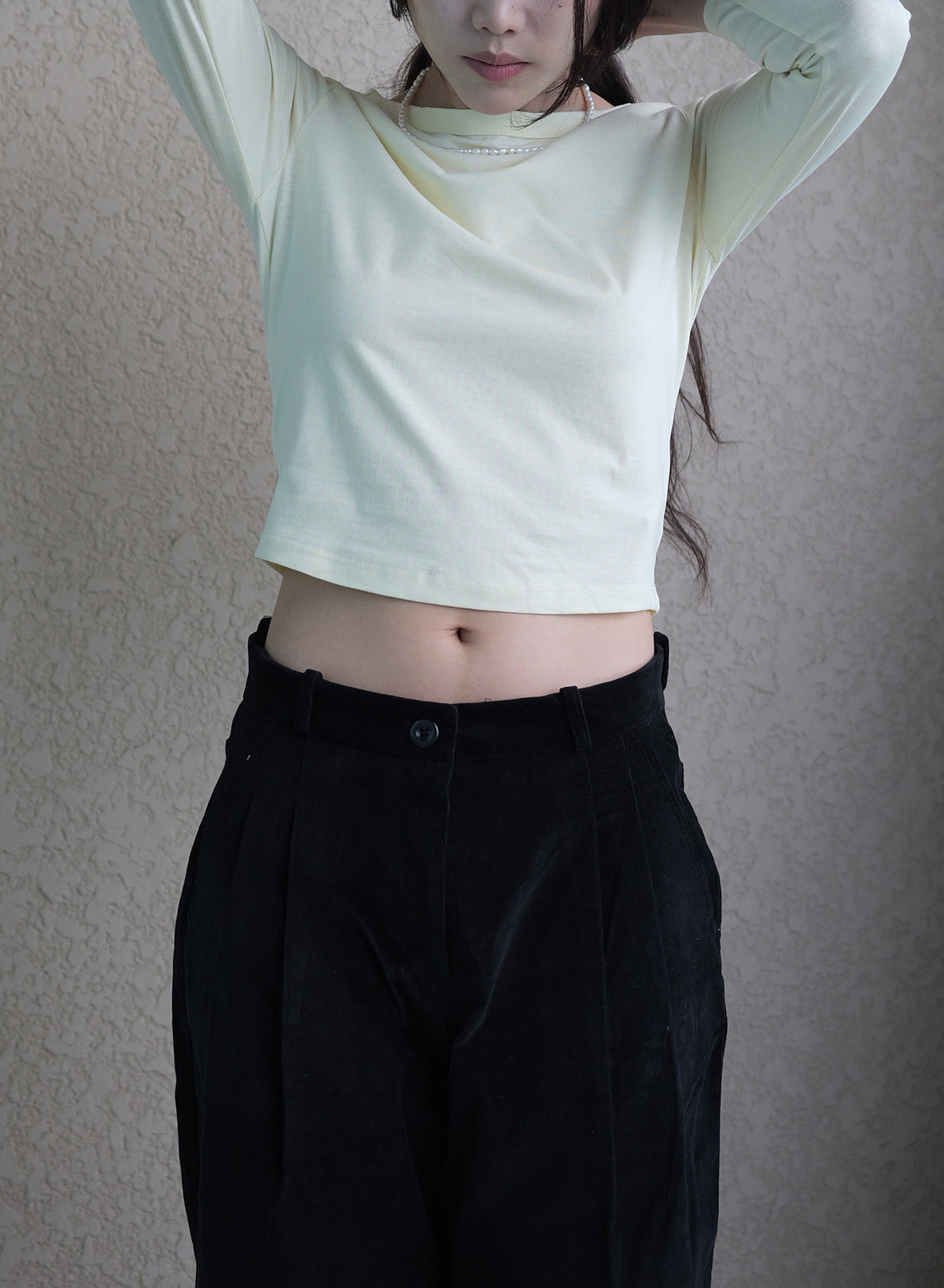 Boat Neck 3/4 Sleeve Tee - (Lemon/Black)