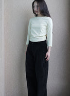 Boat Neck 3/4 Sleeve Tee - (Lemon/Black)