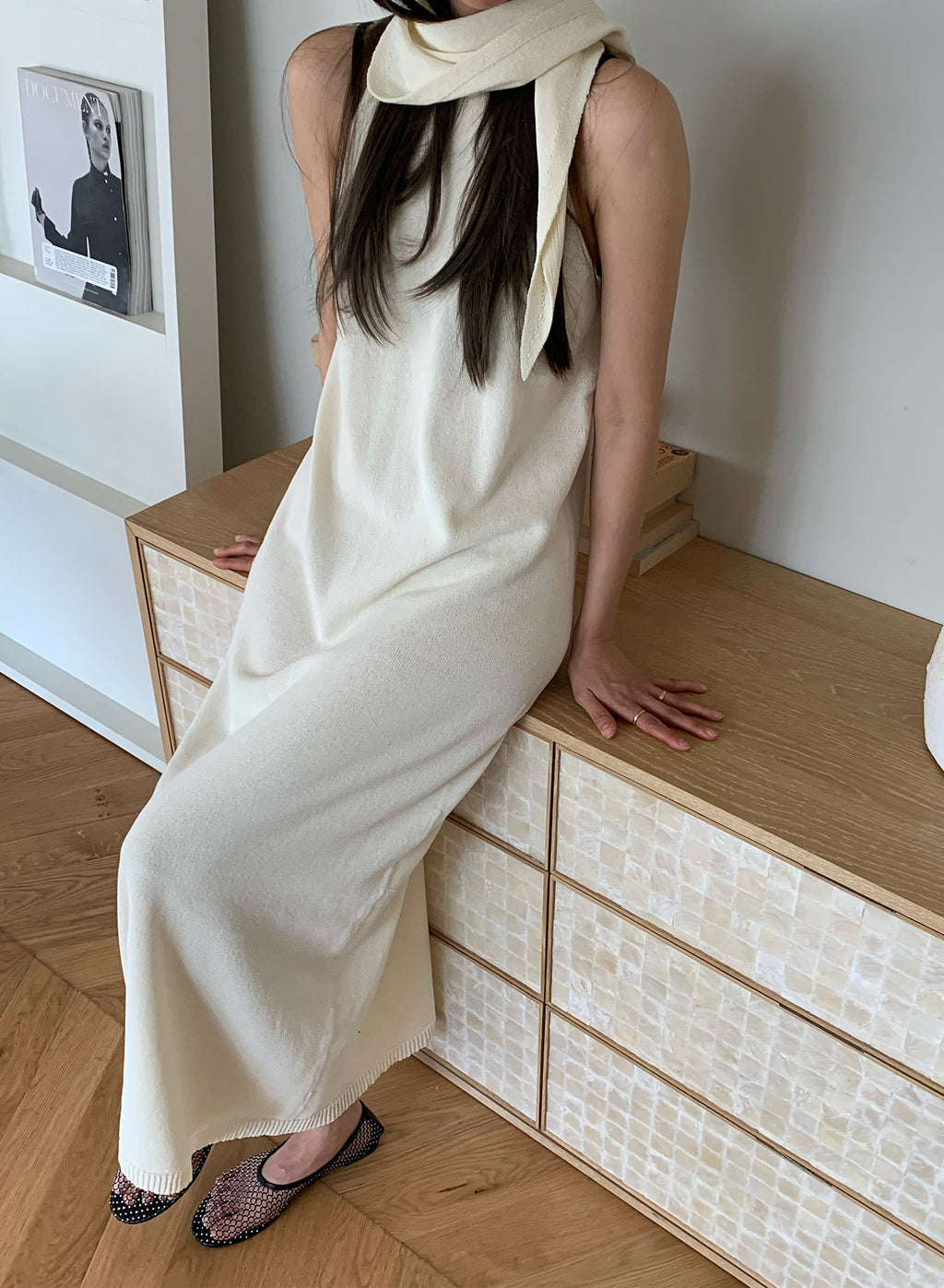 Classic Whole-Garment Knit Maxi Dress -  Ivory