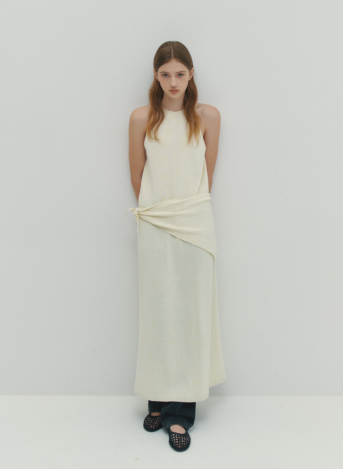 Classic Whole-Garment Knit Maxi Dress -  Ivory