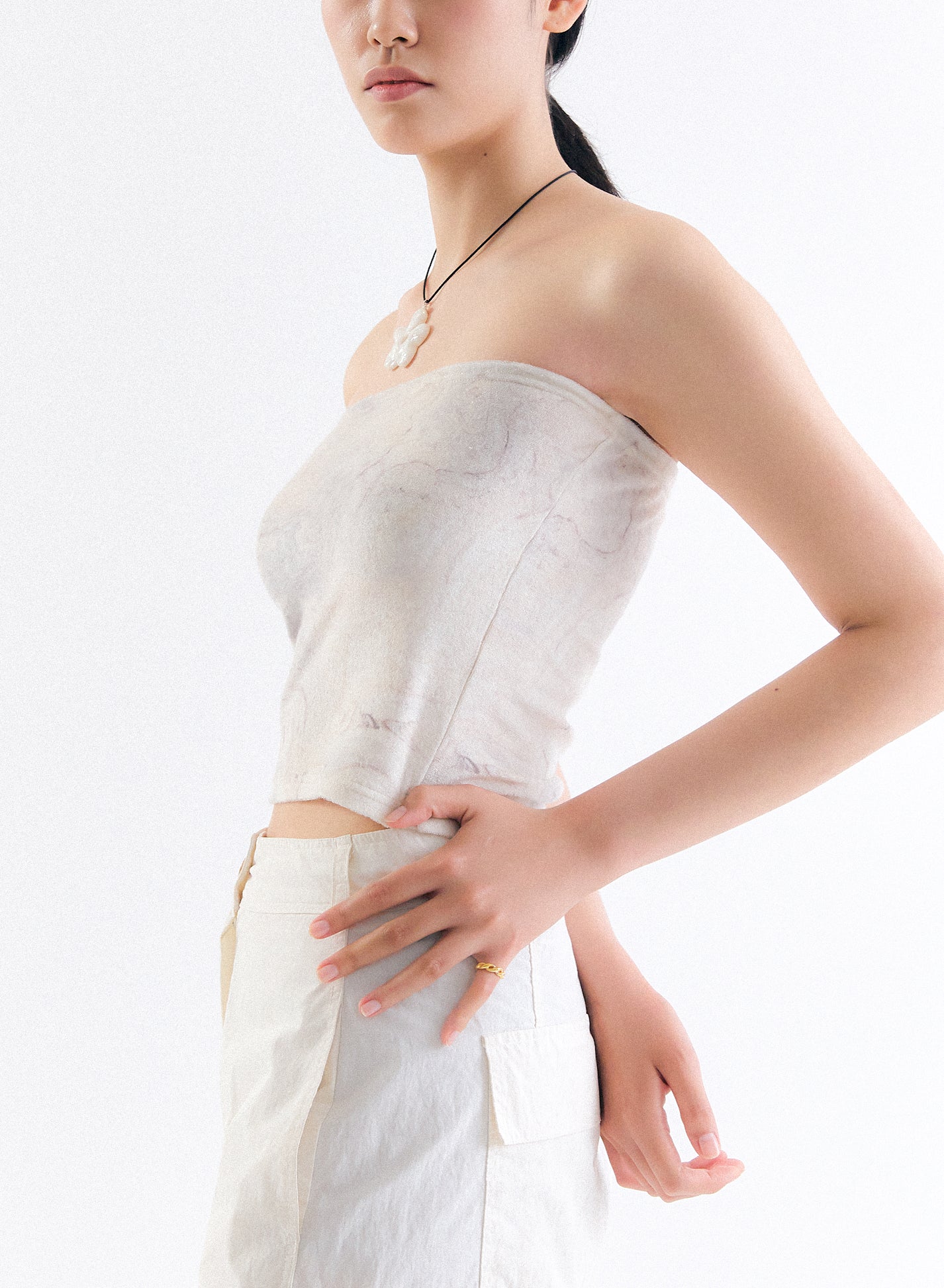 [40%OFF] Marble Terry Tube Top - Cream