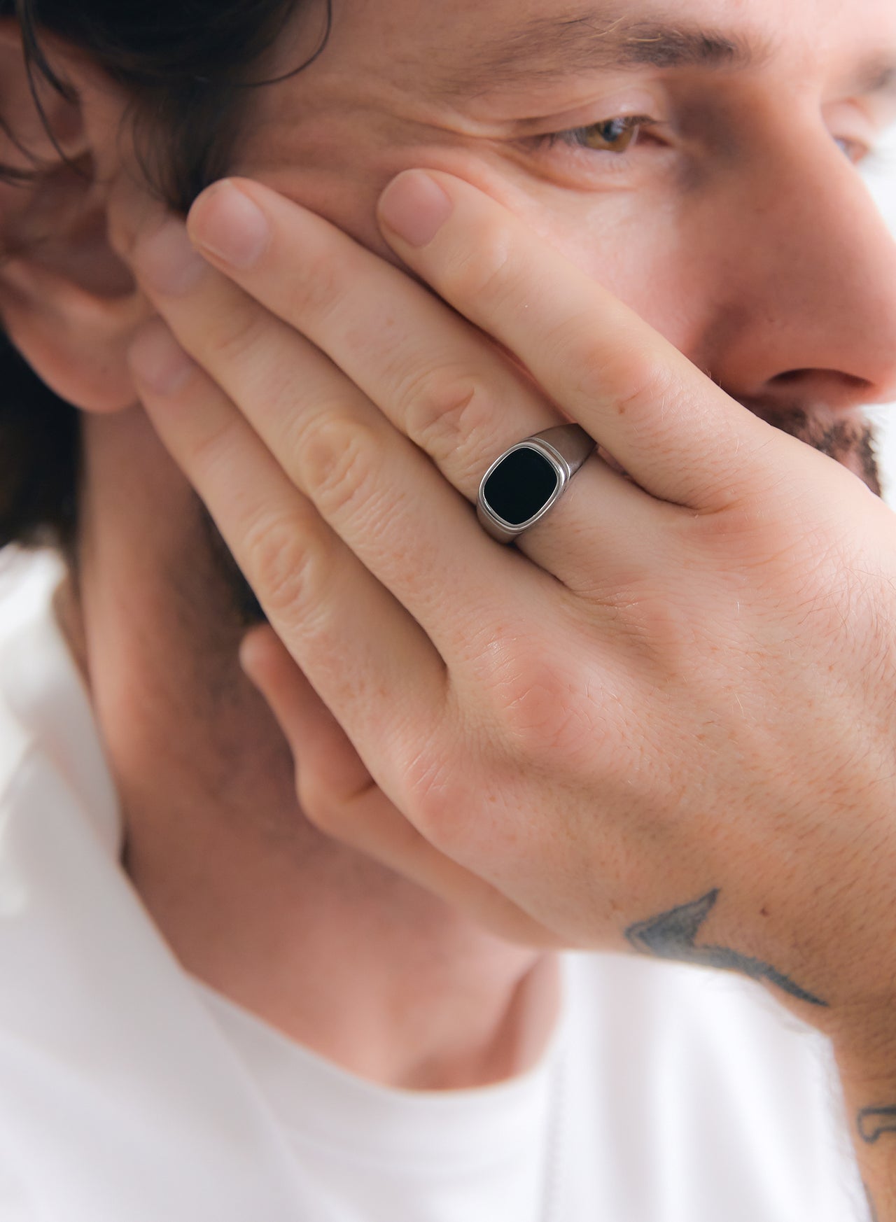 Black Square Signet Ring • Stainless Steel