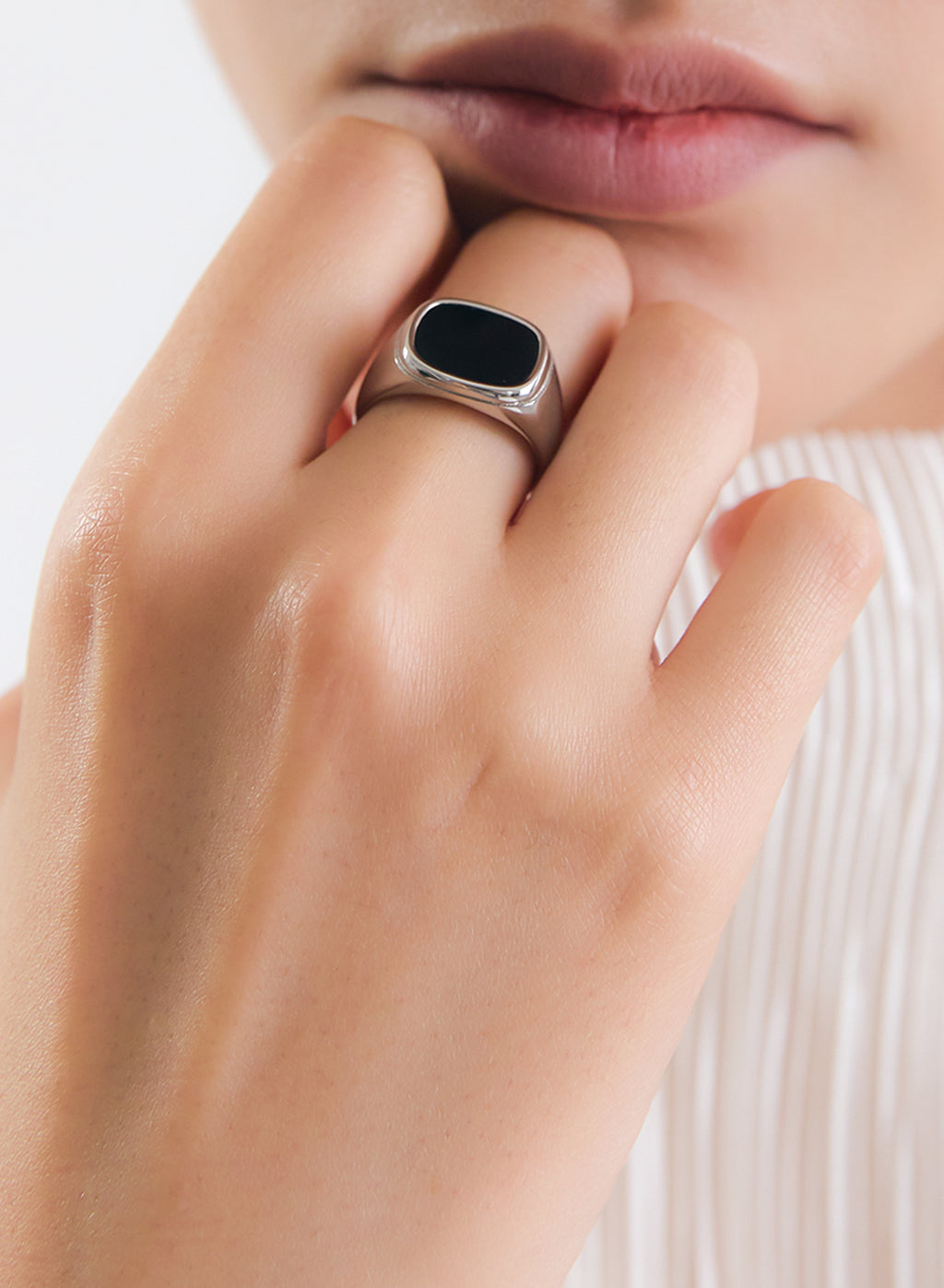 Black Square Signet Ring • Stainless Steel