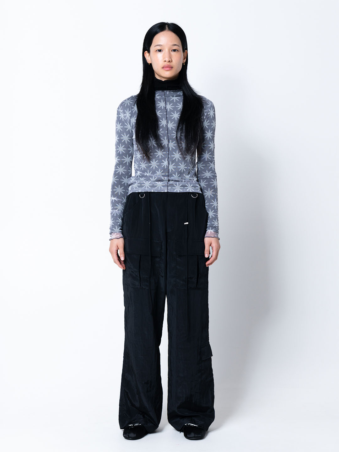 Daisy Print Sheer Mesh Top