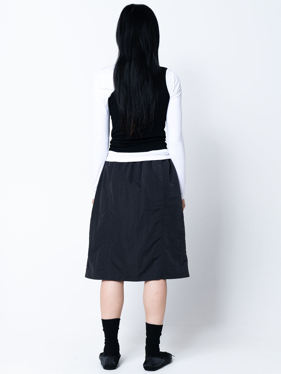 Drawstring Nylon Skirt