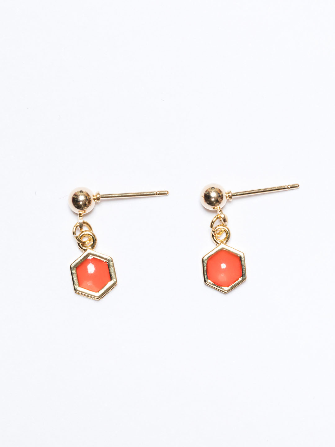 Red Hexagon Earrings