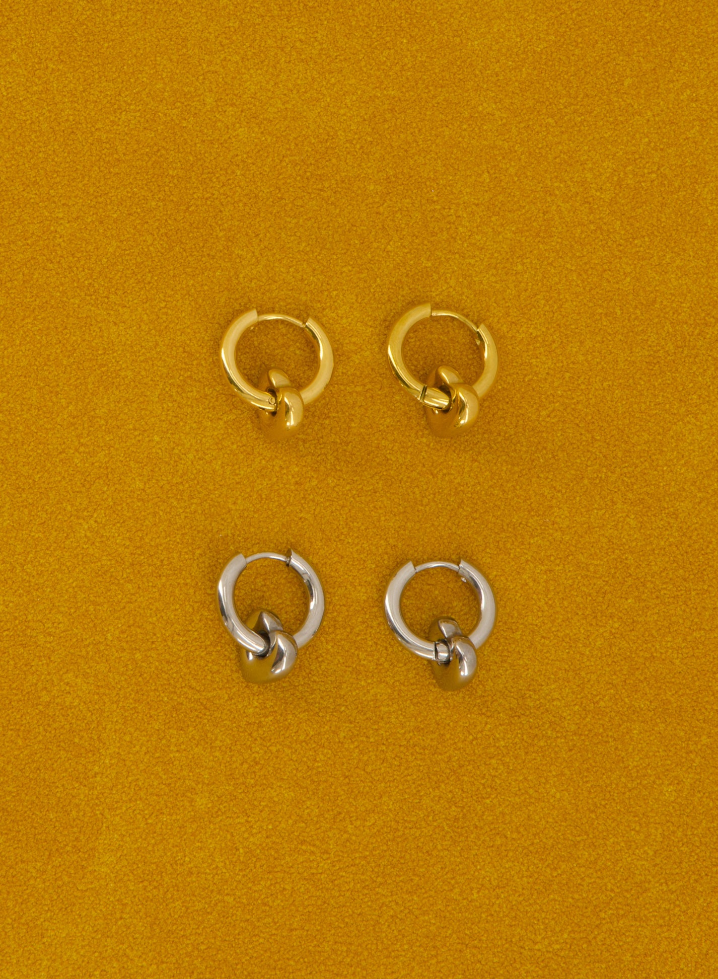 Two-Way Hoops With Love • Stainless Steel (Silver)