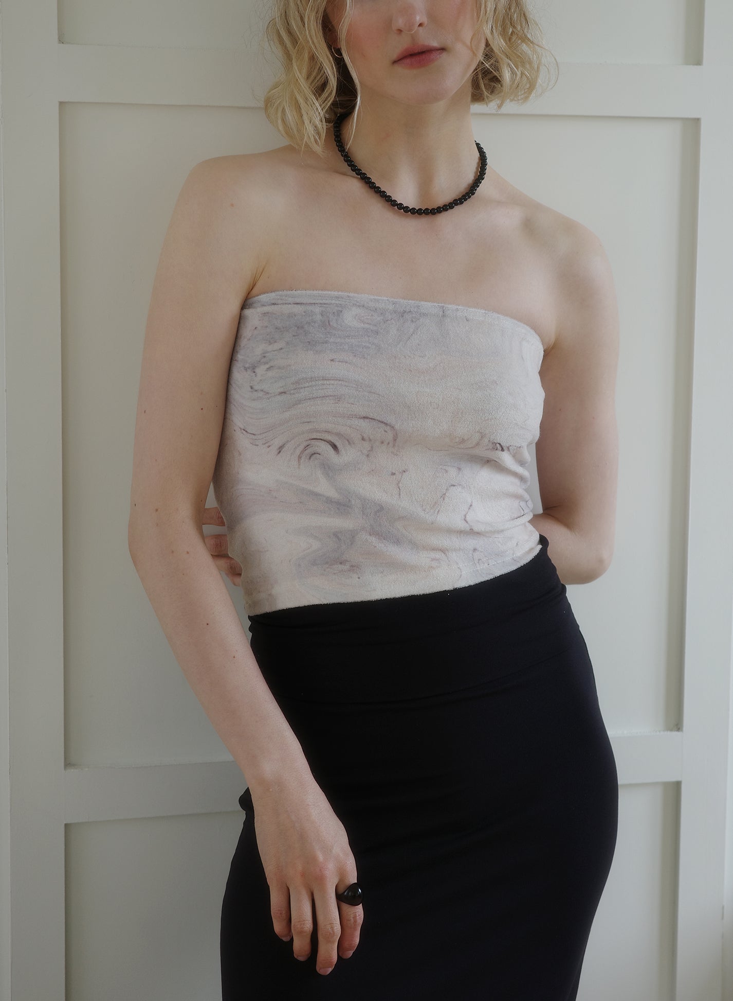 [40%OFF] Marble Terry Tube Top - Cream