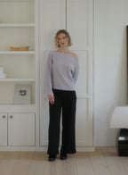 Soft Pleats Long-Sleeve Top ㅡ Grey