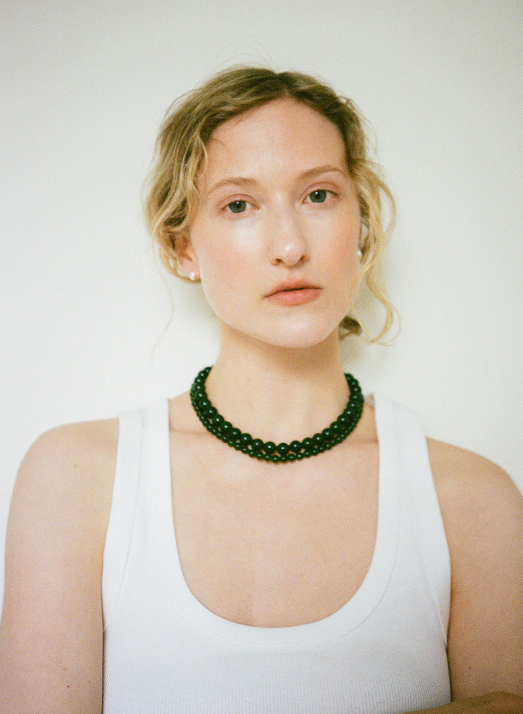 White Jade Green Necklace